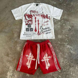 Mangas cortas Casual O cuello venta al por mayor Spandex/algodón de punto impreso transpirable secado rápido estilo gótico hecho en fábrica nueva llegada - Product Image 1