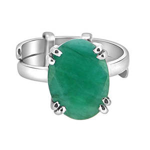 NOVAMART Fine Arihant Gems Jewels 925 <b>Silver</b> <b>Adjustable</b> <b>Ring</b> 3.25/4.25/5.25/6.25/7.25/8.25/9.25/10.25/11.25 Ratti Emerald/Panna - Product Image 2