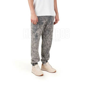 2025 Mid <b>Weight</b> Acid Wash Custom Design Mid Waist Elastic Waist Casual Trousers 100% Cotton Canvas Breathable Straight Pattern - Product Image 4