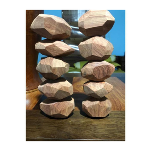 Jouet d'équilibre de roche en bois Montessori écologique/pierres d'empilage de roche en bois durables pour les tout-petits compétences fines/par 99 données d'or - Product Image 2