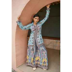 Conjunto de Dos Piezas Moderno y Elegante para Fiesta, Diseño Nuevo, Estampado, Satén Malai Puro, Secado Rápido - Product Image 1