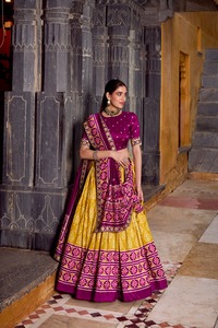 Nouvelle belle collection Tussar Silk Lehenga Choli pour femme longueur plancher avec imprimé et feuille de travail - Product Image 3