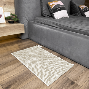 Soma Beige Recycled Cotton Rug Handwoven Indoor <b>Floor</b> Mat 50x80 cm - Product Image 2