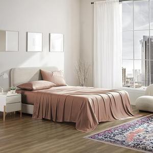 Ensemble de draps de lit 3 pièces en polyester/coton solide moderne, luxe, 500TC, écologique, biologique, toutes saisons, résistant à l'eau, taille Queen King - Product Image 2