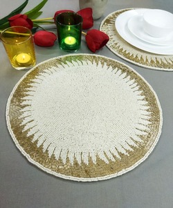 Décoration de table de cuisine, sets de table ronds à perles, sets de table en perles de rocaille, sets de table pour dîner, fête, mariage personnalisé en plein air - Product Image 3