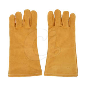 Guantes de soldador de cuero con logotipo personalizado hecho de calidad Guantes de soldador de cuero sintético de color sólido - Product Image 1