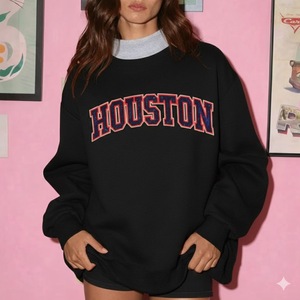 Sudadera de Forro Polar Personalizada con Logotipo, Ecológica, de Poliéster/Algodón, para Todas las Temporadas, Cuello Alto Informal, Holgada, de Manga Larga para Mujer - Product Image 1
