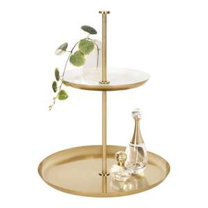 Présentoir à gâteaux luxueux en aluminium à 2 niveaux avec une base polie conçue pour les boulangeries de restaurants haut de gamme et les services de restauration - Product Image 6