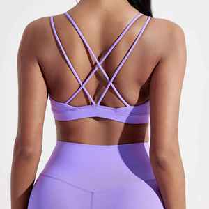 Solid Color Women Cross back Fitness sport Bra high strength Tight Top Comprehensive Training Gym Yoga <b>Underwear</b> With Chest <b>Pad</b> - Product Image 3
