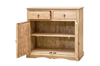 Meuble de rangement rustique en bois massif à deux portes, deux tiroirs, Buffet sculpté, Buffet, manga, armoire de rangement en bois massif
