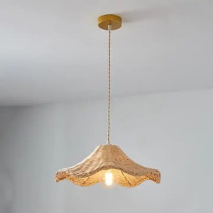 Lámpara colgante de ratán con flor de mimbre moderna artesanal de Vietnam, luz colgante de bambú Natural chino, francés costero para decoración del hogar - Product Image 5