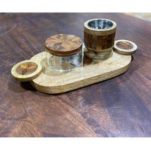 New Wood and Metal Round Incense <b>Burner</b> Set of 3 Pieces American Design Bakhoor Tray Use to Office Home Decor Living Room Gift - Product Image 6