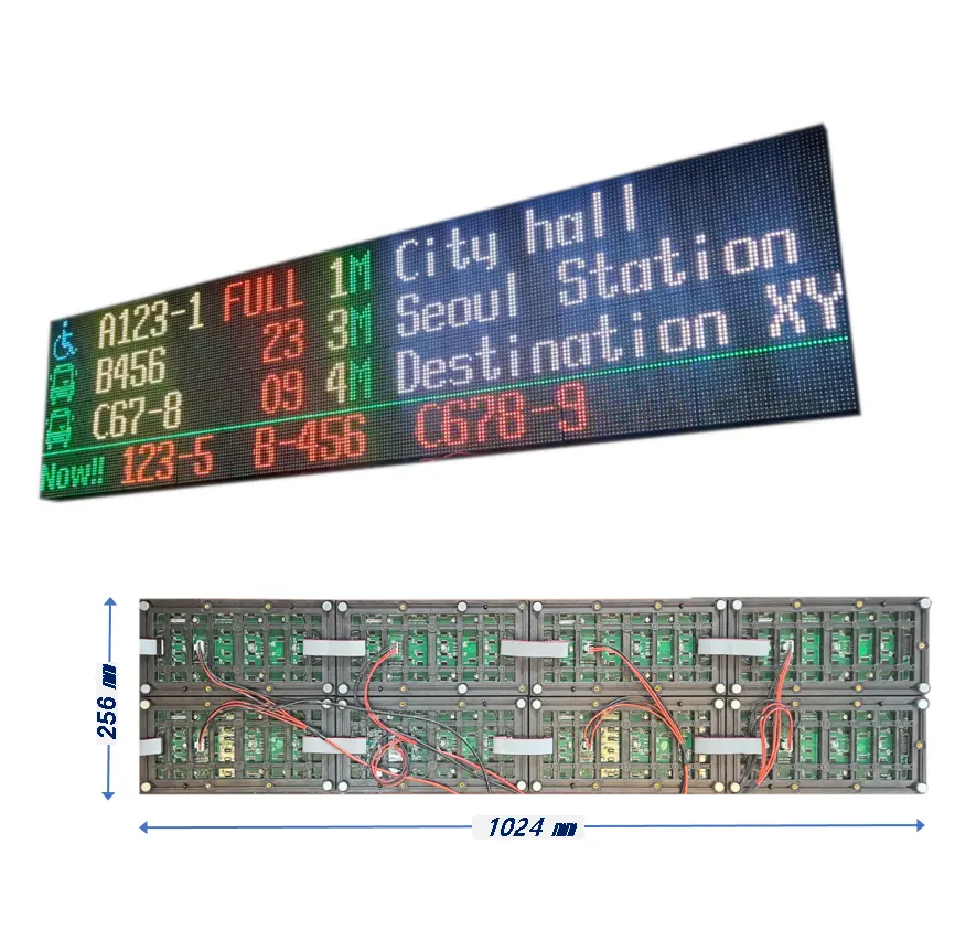 P4 256 X 1024mm Industrial Real-time LED Text Message Display Kit For PLC PC Embedded Server RS232 Ethernet LMD-KIT-P4-4R16C