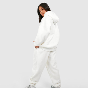 Ensemble pantalon et sweat à capuche décontracté surdimensionné respirant pour femme, avec logo personnalisé, nouvelle collection hiver, fermeture à cordon - Product Image 3