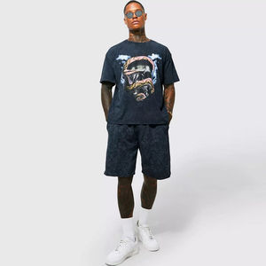 เสื้อยืดลำลองผู้ชายโอเวอร์ไซส์ผ้าคอตตอน100% กราฟิกซีดและดีไซน์พิมพ์ลายสีดำแขนสั้น - Product Image 5