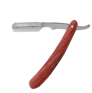 เครื่องโกนหนวดแบบเปิดหัวตัดแบบมืออาชีพมีดโกนหนวดตรงพร้อมด้ามจับไม้ - Product Image 3