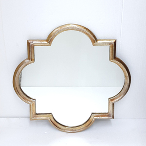 Miroir mural moderne pour la maison, design géométrique, miroir en aluminium plaqué or, métal durable - Product Image 1