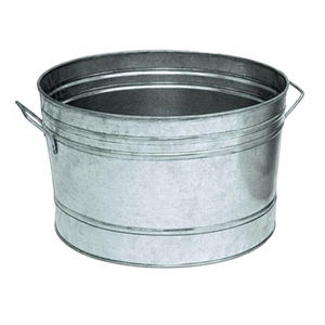 Hot Sale Latest Metal Iron Galvanized Outdoor Garden Decoration <b>Large</b> Round Shape Bucket Planters With Handle Made in India . - Product Image 2