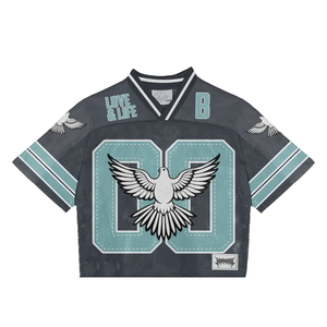 <b>Mens</b> Custom Boxy Mesh T-Shirt Plus Size Sublimated <b>Cropped</b> Football Jersey <b>for</b> Summer - Product Image 4