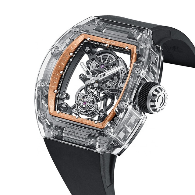 CRONUSART Luxury Fashion Tourbillon Watch Transparent Luxury Encased Sapphire 20mm Limited Edition Pointer Power Reserve