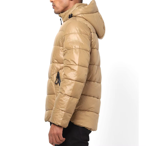 Veste matelassée en toile à capuche sur mesure pour hommes et femmes OEMODM Manteau d'hiver matelassé avec logo frontal Vêtement chaud d'extérieur - Product Image 5
