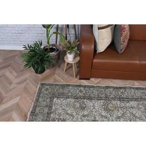 Alfombra turca vintage, alfombra de 5.7x9.4 pies, alfombra blanca con plantas y árboles azules - Product Image 3