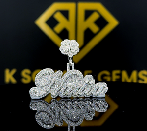 Colgante Hip Hop con Letra Personalizada, Colgante con Nombre DE LA Suerte, Colgante Moissanita, Joyería Hip Hop con Salida de Hielo - Product Image 1