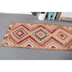 2.8x12 ft Rug, <b>Runner</b> Turkish Rug, <b>Red</b> Kilim Abstract Rug - Product Image 5