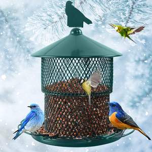 Modern Style Eco-Friendly Metal Solar Powered Bird <b>Feeder</b> with Roof for Farm Kitchen <b>Lawn</b> Use in Summer Spring & Fall - Product Image 6