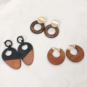 ต่างหูไม้สีน้ำตาลแนวชนบท Boho เป็นมิตรกับสิ่งแวดล้อมพร้อมตะขอสีทองอุปกรณ์ตกแต่งสำเร็จสำหรับผู้หญิงสไตล์ความรักและนางฟ้า - Product Image 6