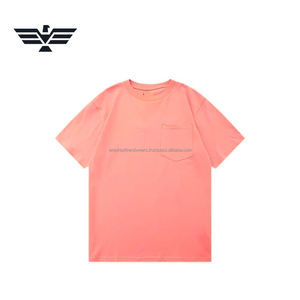 T-shirt pour homme à manches courtes, coupe ajustée, couleur unie personnalisée |   T-shirt en coton premium à col rond |   Pochette avant personnalisée en tissu teint en fil vierge - Product Image 5