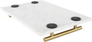 Bandeja decorativa con incrustaciones de mármol hechas a mano de Oasis Verdant de moda con adorno y mármol natural desgastado para espacios naturales - Product Image 6