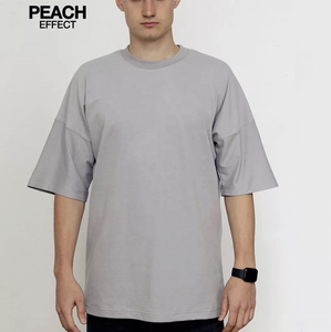 Camisetas de gran tamaño con hombros caídos para hombre, camisetas de algodón pesado con logotipo personalizado, camiseta de pantalla corta de longitud larga sólida - Product Image 2