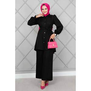 Hijab Ceinturé 2 Pièces Ensemble Noir - Product Image 4