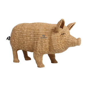 Jouant à la main de la jacinthe d'eau tissée à la main, grande figure de cochon debout, cochon à récurer, vente en gros - Product Image 6