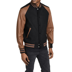 2025 Veste universitaire de baseball personnalisée pour hommes en cuir PU de haute qualité avec manches raglan de luxe vintage et col uni - Product Image 1