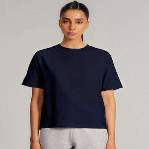 Camisetas de cuello redondo para mujer, corto Top Unisex informal, ropa cómoda ajustada, venta al por mayor, estampado personalizado por fabricantes para ropa de verano - Product Image 6