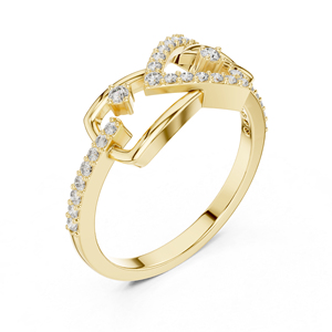 แหวนหมั้นเพชรทรงกลมสีเหลืองทอง 14K สำหรับผู้หญิง |   เพชรที่เพาะเลี้ยงใหม่ - Product Image 5