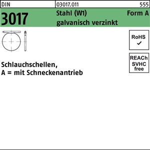 <b>Hose</b> <b>Clamp</b> DIN 3017 W1 Form a 35-50/12 C7 Galvanised Steel-50 Pieces - Product Image 1
