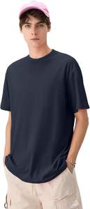 เสื้อยืดคอกลมเปิดไหล่ปล่อย100% สำหรับผู้ชาย, เสื้อยืดโอเวอร์ไซส์สำหรับผู้ชายทำจากผ้าฝ้าย - Product Image 5