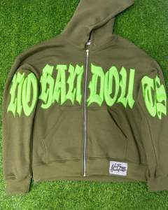 Fabricantes de ropa de aduanas bordar cremallera chándal Vintage ácido lavado Flare pantalones de chándal y sudaderas con capucha chándal hombres - Product Image 2