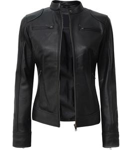 Veste en cuir véritable de haute qualité pour femmes élégantes Slim Fit Design broderie décoration veste en cuir respirant en gros - Product Image 5