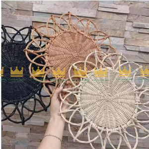 Rattan <b>Placemat</b> Woven Dishes & Plates Holder Kitchen Handmade <b>Wicker</b> Coffee & Tea <b>Placemat</b> Round Rattan <b>Placemats</b> - Product Image 1