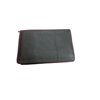 Dompet panjang gaya Vintage kulit sapi uniseks, kualitas terbaik penutup terbuka buku cek pemegang paspor RFID poliester kulit sapi langsung