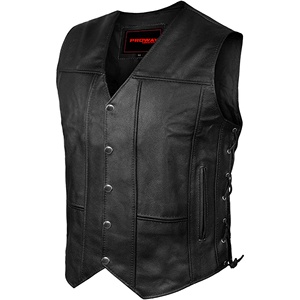 Chaleco de cuero para motocicleta, chaleco de cuero personalizado para motociclista, chaleco de cuero para motocicleta 2026 para hombre con MOQ bajo - Product Image 1