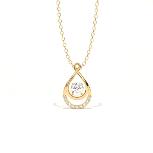 Pendentif Aarinya Apex en or 14 carats avec diamant de laboratoire solitaire, pavé infini en forme de goutte, certifié IGI, or tendance, cadeau pour mariage ou fête - Product Image 4
