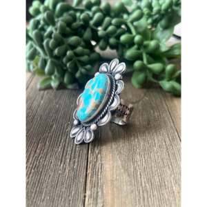 Alex Sanchez Royston Turquoise Sterling <b>Silver</b> <b>Adjustable</b> Vintage <b>Ring</b> - Product Image 3