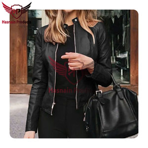 Nouvelle veste de motard pour femme en cuir véritable vert, col montant, en peau de mouton, fermeture éclair frontale, coupe ajustée, panneaux sur mesure, vêtement d'extérieur chaud - Product Image 6