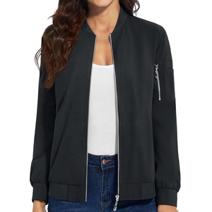 Blouson aviateur femme mode avec poches vestes de printemps manteau coupe-vent Vintage manches longues décontracté nouveau blouson aviateur - Product Image 1
