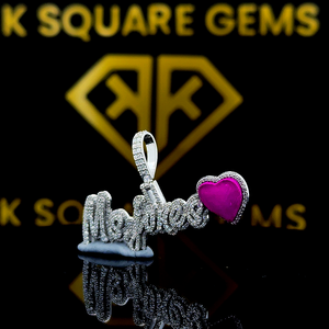 Nombre personalizado y corazón Rosa Hip Hop colgante Moissanite y joyería de hielo para niños joyería personalizada de Hip Hop para niños - Product Image 4